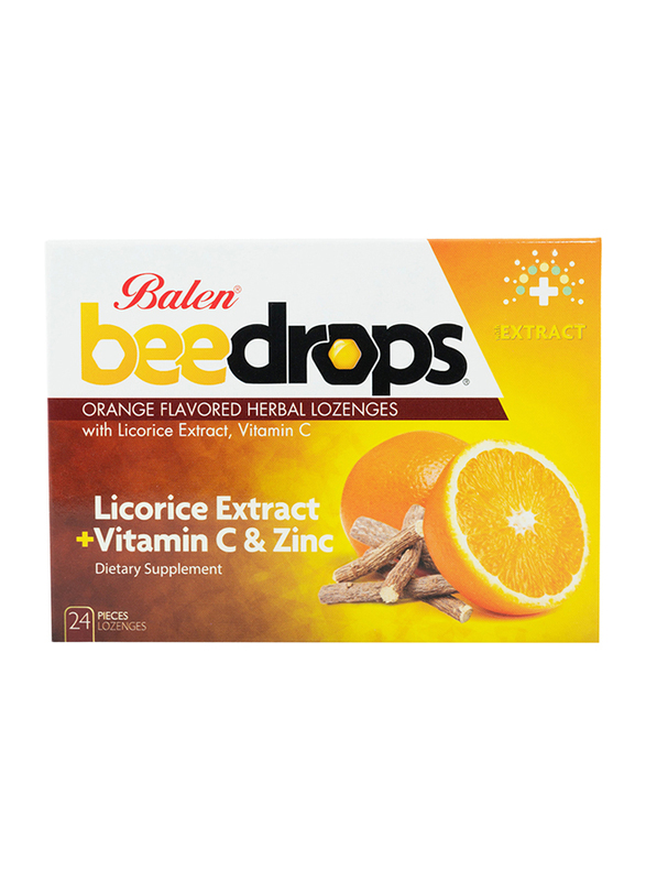 Balen Beedrops Orange Flavoured Herbal Drops With Vitamin C & Licorice Extract Dietary Supplement, 24 Lozenges