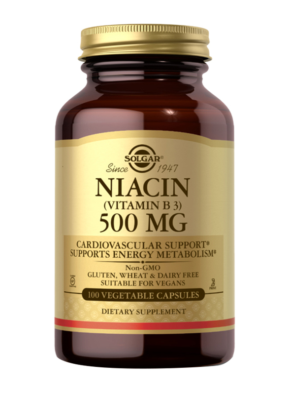 Solgar Niacin Vitamin B3 100 Vegetable Dietary Supplement, 500mg, 100 Capsules