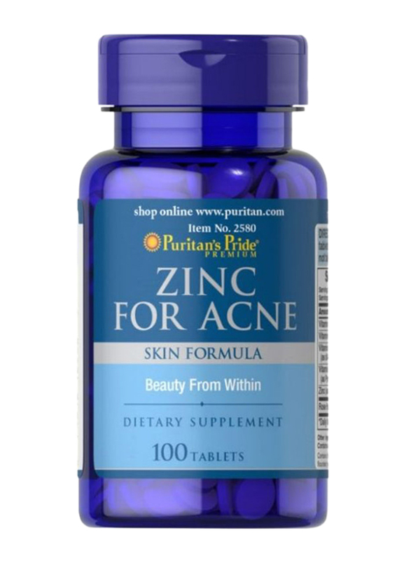 Puritan's Pride Zinc for Acne Supplement, 100 Tablets