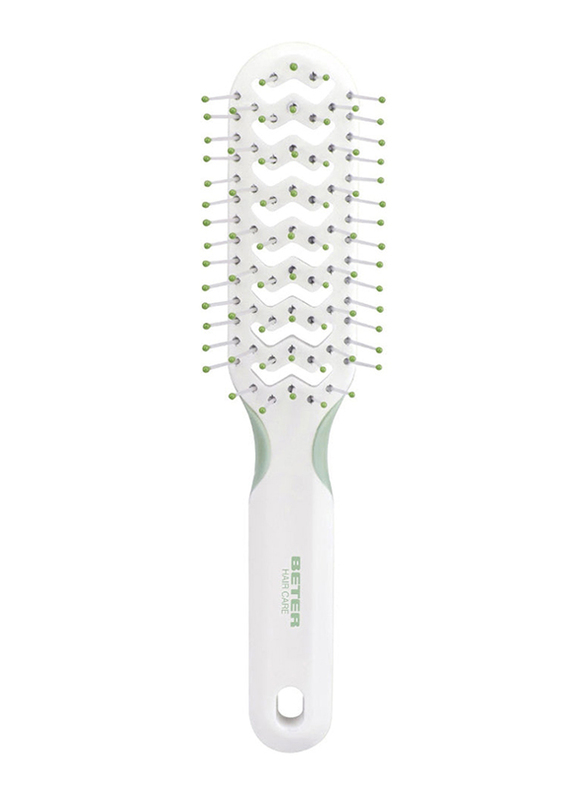 Beter Vent Bush Nylon Ball-Tip Bristles Hair Brush, White