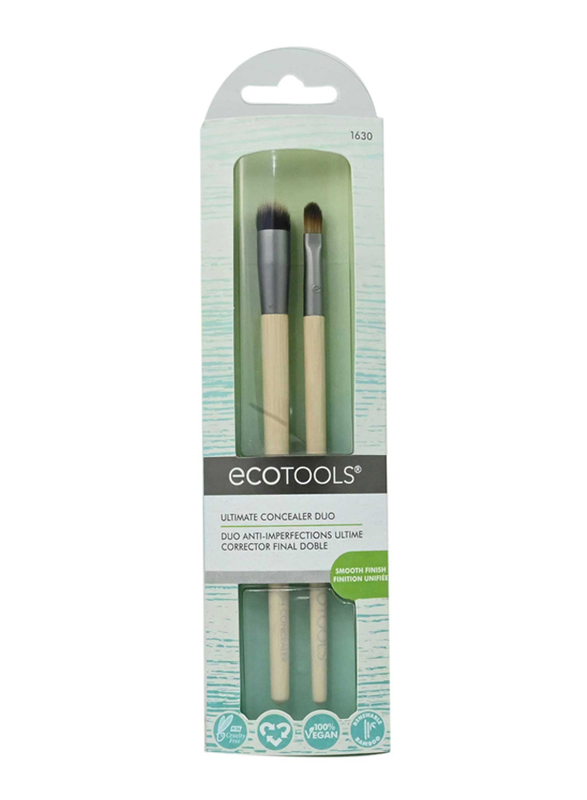 Ecotools Duo Ultimate Concealer Makeup Brush, 2 Piece, Beige/Grey