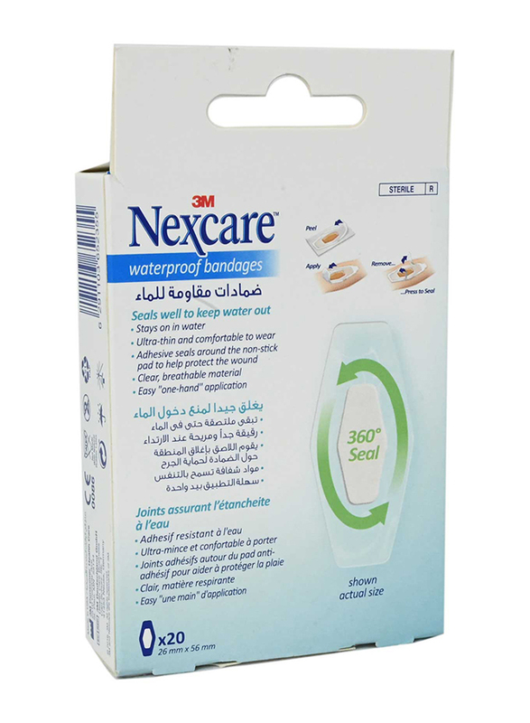 Nexcare 586-20 Waterproof Bandages, Brown, 20 Pieces