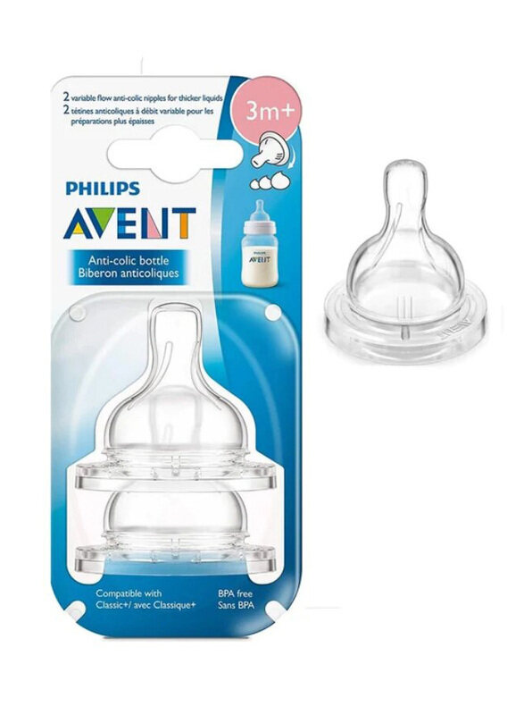 

Avent Classic Varix2 A010 Flow Teat Nipples, 2 Pieces, Clear
