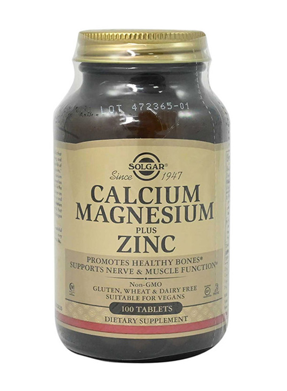 Solgar Calcium Magnesium Plus Zinc Dietary Supplement, 100 Tablets