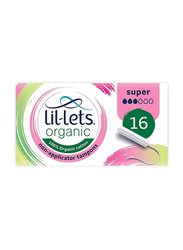 Lil-Lets Organic Non Applicator Tampon Super, 16 Pieces