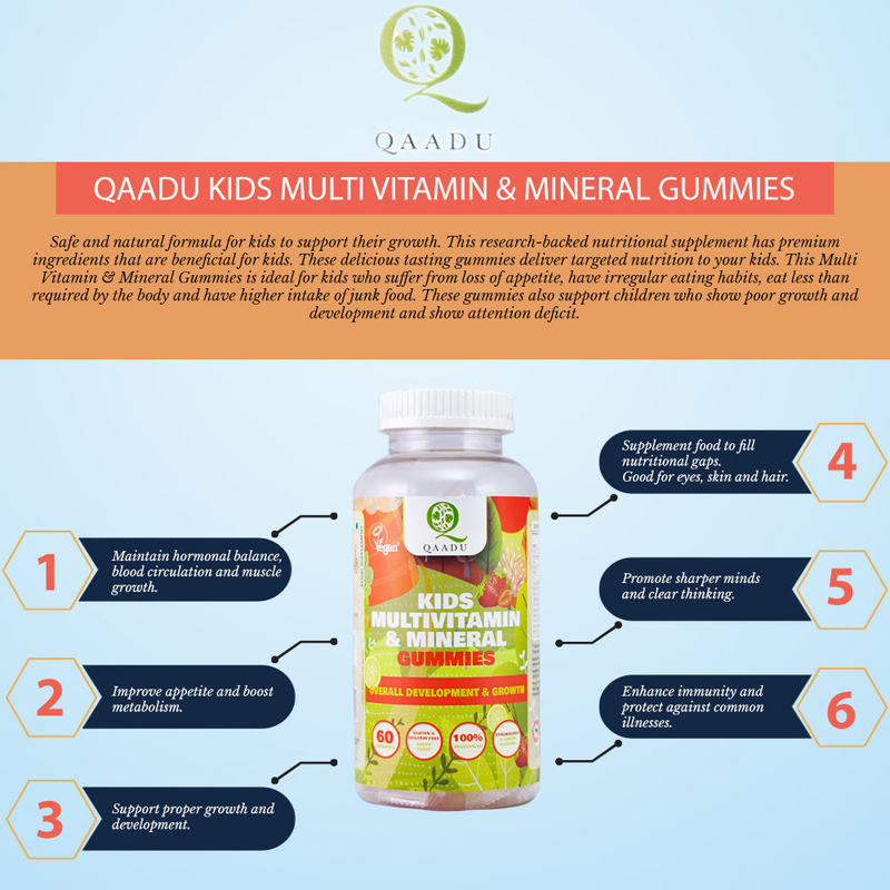 Qaadu Multivitamin & Mineral Supplement for Kids, 60 Gummies