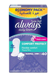 Always Comfort Protect Daily Panty Liners, Normal, 40 Pieces