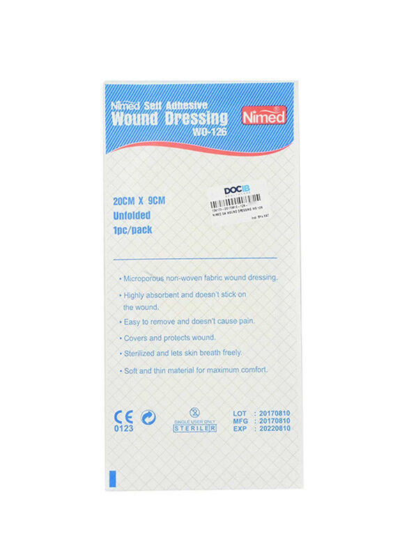 

Nimed Self Adhesive Wound Dressing, WO-126, 20 x 9cm