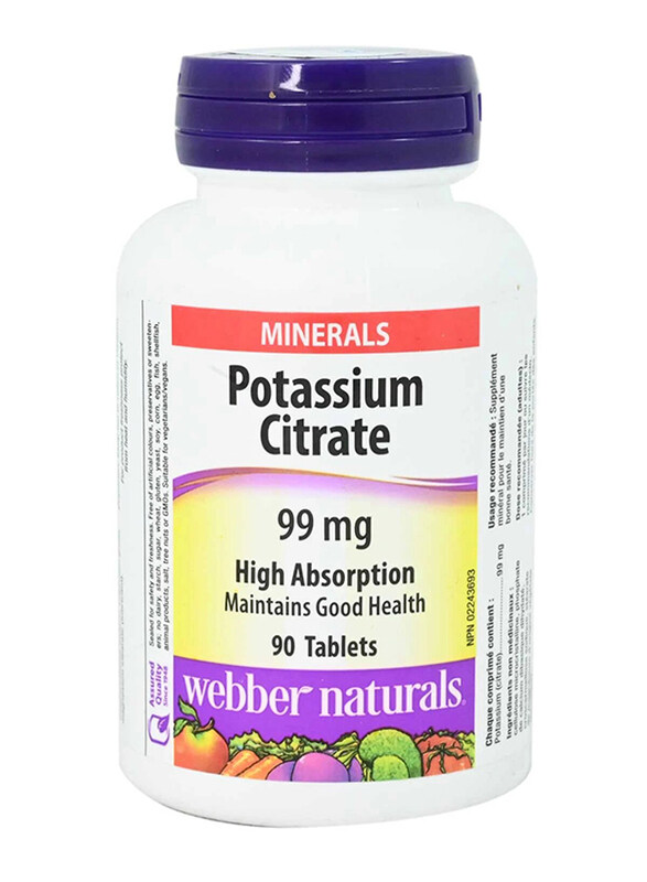 

Webber Naturals Potassium Citrate Supplements, 99mg, 90 Tablets