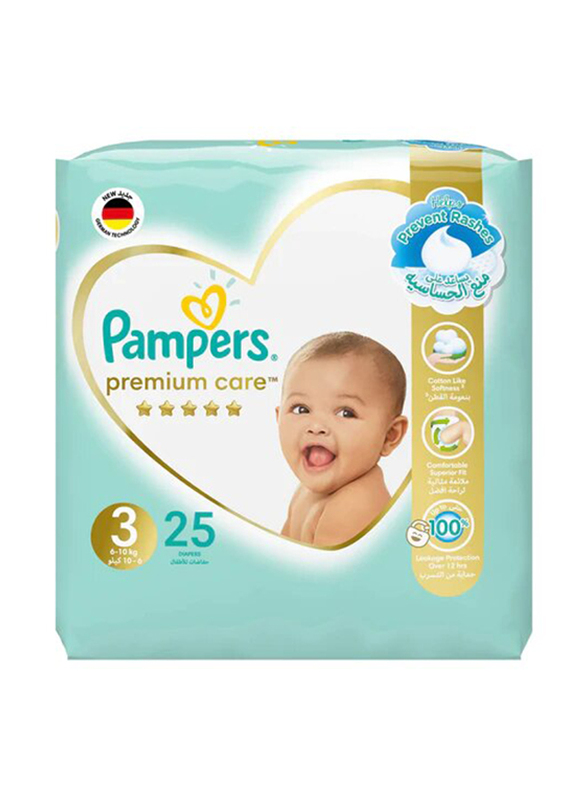 Pampers Premium Care Diaper, Size 3, 25 Count