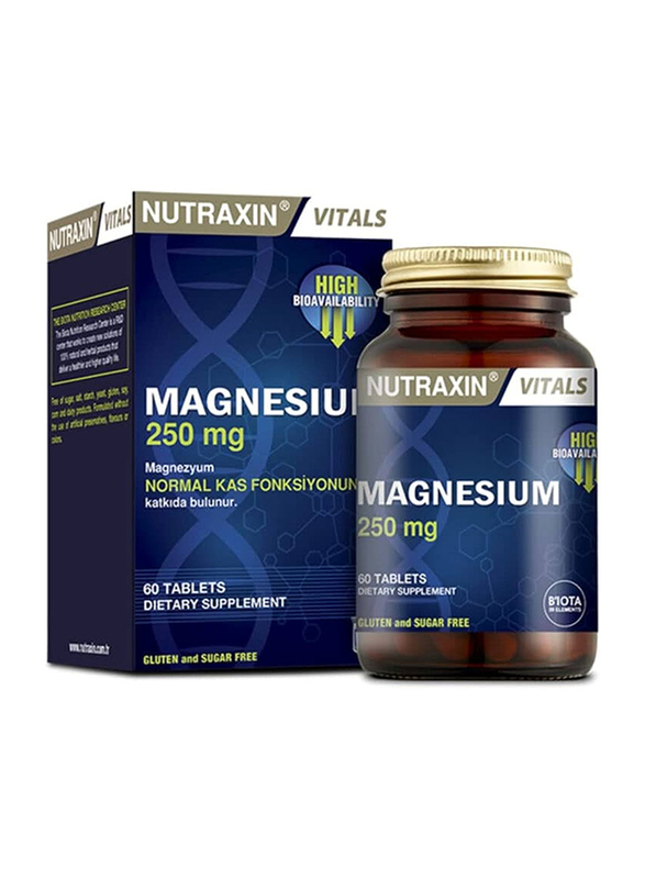 Nutraxin Vitals Magnesium Citrate Dietary Supplement, 250mg, 60 Tablets