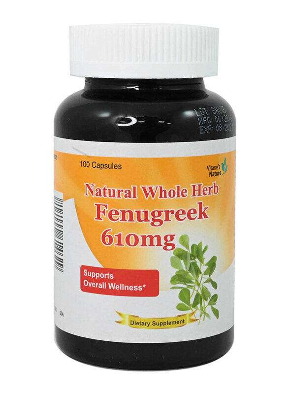 

Vitane Natural Whole Herb Fenugreek Dietary Supplement, 610mg, 100 Capsules