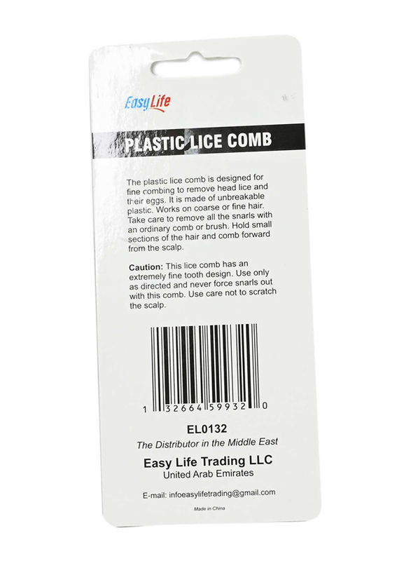 Easy Life Plastic Lice Comb for All Hair Types, Blue