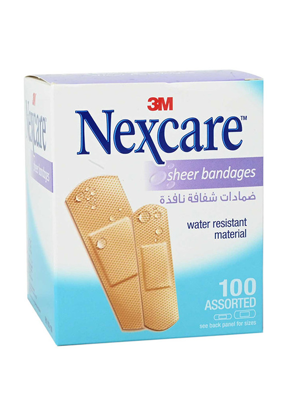 Nexcare Sheer Bandages, Brown, 100 Assorted Pieces