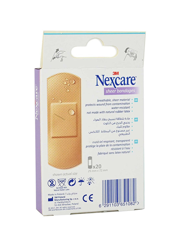 Nexcare Sheer Bandages, Brown, 20 Pieces