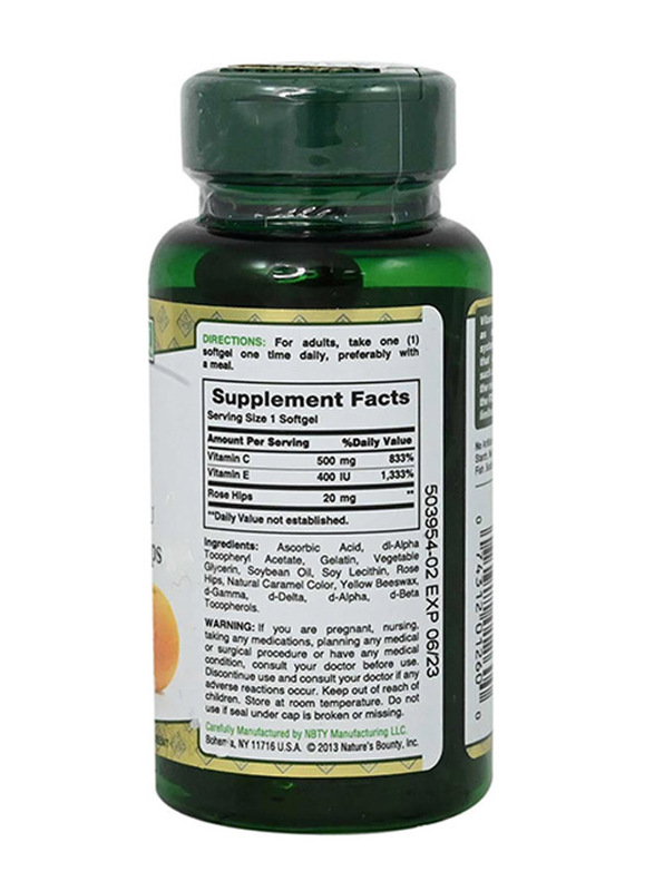 Nature's Bounty C&E with Rose Hips Vitamins Supplement, 50 Softgels