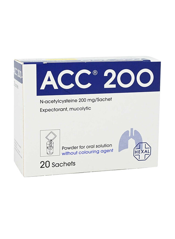

ACC 200 N-acetylcysteine Expectorant, Mucolytic, 200mg, 20 Tablets