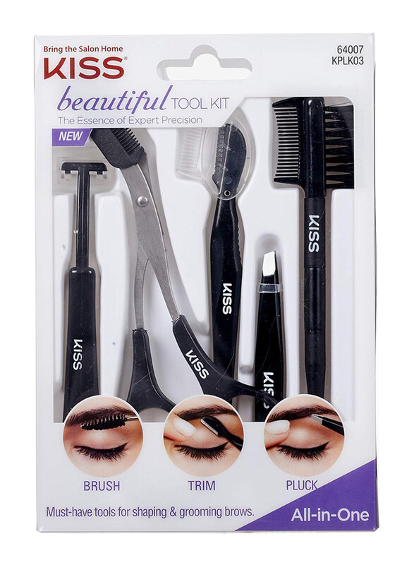 

Kiss All-in-One Beautiful Eye Brows Shaping & Grooming Tool Kit, KPLK03, Black/Silver