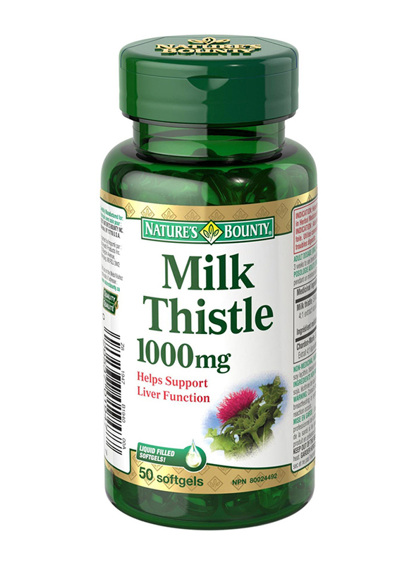 

Nature's Bounty Silymarin Milk Thistle Herbal Supplement, 1000mg, 50 Softgels