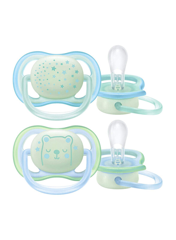 

Avent Silicone Soother Air Night Boy Nipples, 0-6 Months, Multicolour