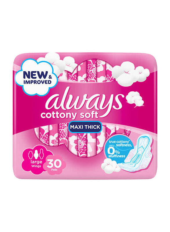 

Always Cotton Soft Maxi Thick Sanitary Pads, Large, 30 Pieces