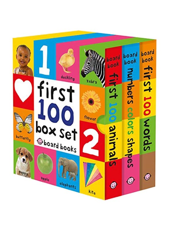 First 100 Board Book Box Set: First 100 Words, Numbers Colors Shapes, and First 100 Animals, Board Book, By: Roger Priddy
