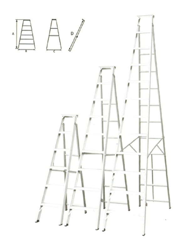 Duke Dual Heavy Duty Ladder 8-15 Steps, DK-1808, Silver