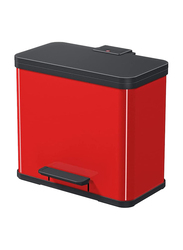 Hailo Stainless Steel Oko Duo Plus Pedal Waste Separator Large Garbage Bin, 26 Liters Red