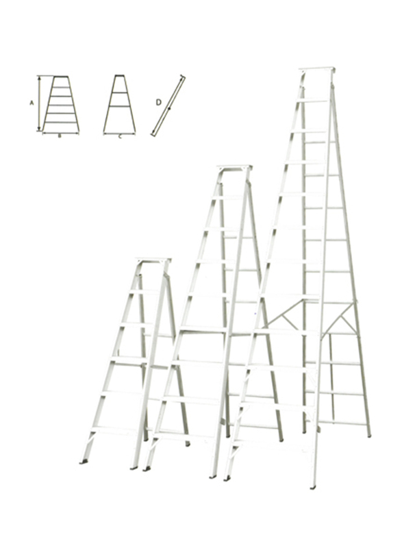 Duke 11-21 Steps Dual Heavy Duty Ladder, DK-1811, Silver