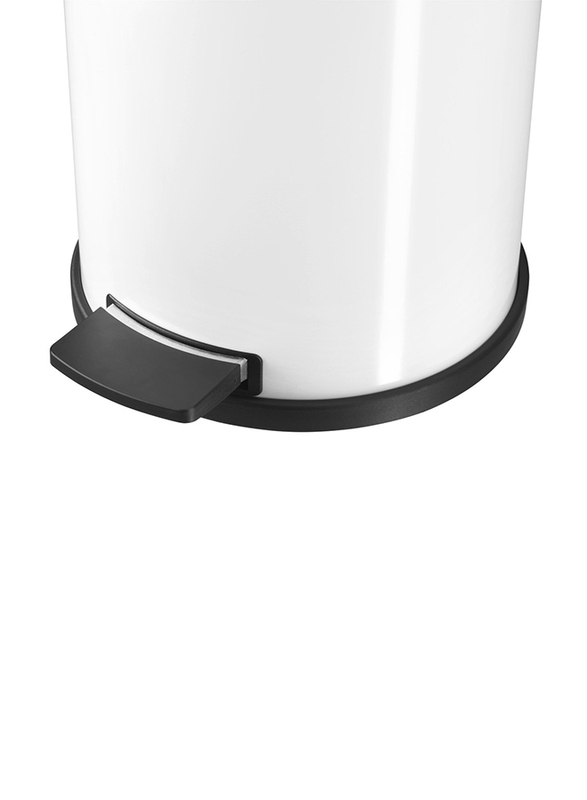 Hailo Stainless Steel Bin with Solid Medium Pedal, 12 Liters, White