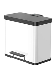 Hailo Stainless Steel Oko Duo Plus Pedal Waste Separator Large Garbage Bin, 26 Liters White