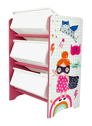 Home Canvas 3-Tier Toy Storage Rack, Multicolour