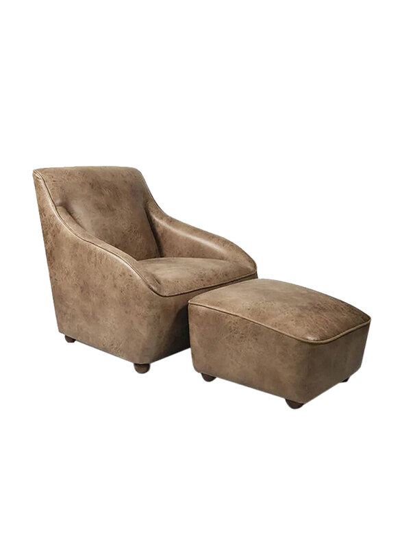 

Home Canvas Roxy Arm Chair with Ottoman, Brown