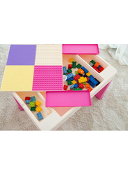 Home Canvas 2-in-1 Kids Building Block Study Table Chair Set, Multicolour