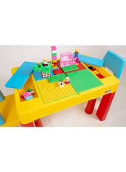 Home Canvas 2-in-1 Kids Building Block, Study Table & Chair Set, Multicolour