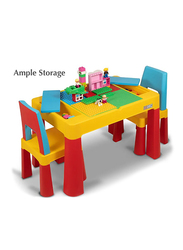 Home Canvas 2-in-1 Kids Building Block, Study Table & Chair Set, Multicolour