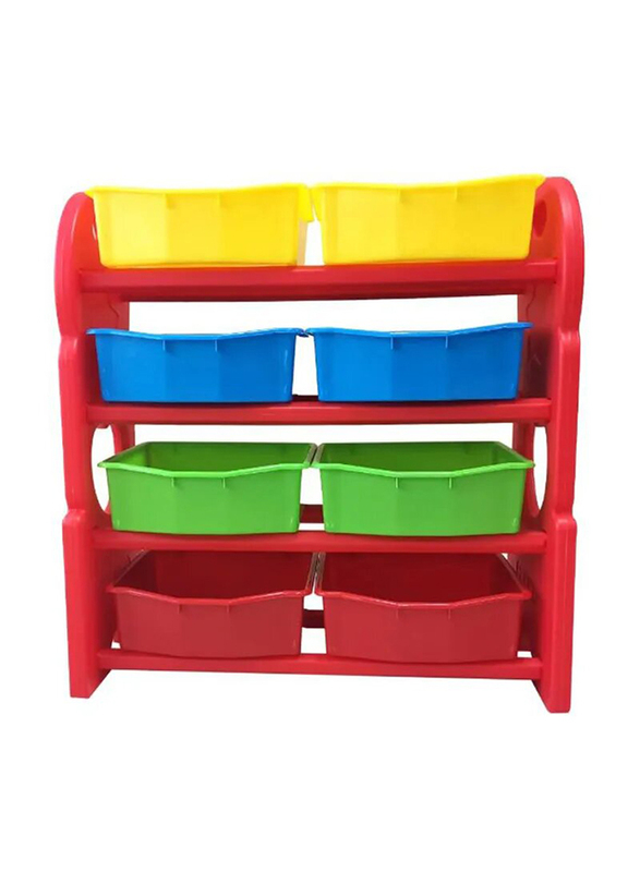 Home Canvas Multi-Bin Toy Organizer, Red