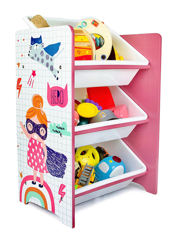 Home Canvas 3-Tier Toy Storage Rack, Multicolour