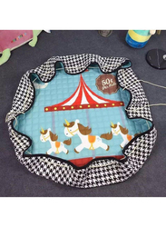 Home Canvas 150cm Kids Animal Carousel Pattern Portable Mat, Blue