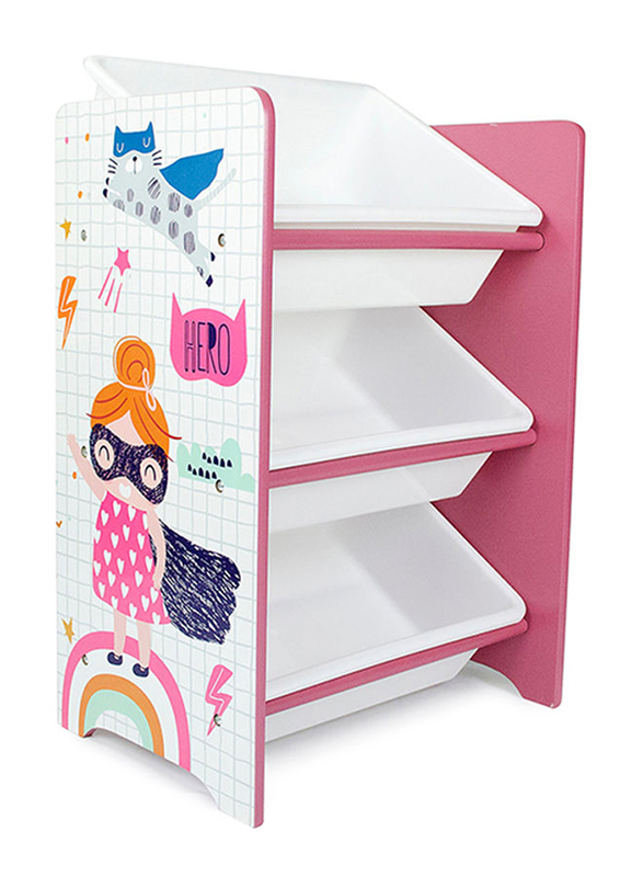 Home Canvas 3-Tier Toy Storage Rack, Multicolour