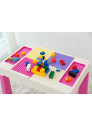 Home Canvas 2-in-1 Kids Building Block Study Table Chair Set, Multicolour