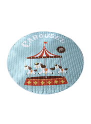 Home Canvas 150cm Kids Animal Carousel Pattern Portable Mat, Blue