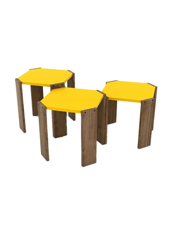 Home Canvas Hansel Nested Coffee Table, 3 Pieces, Brown/Yellow