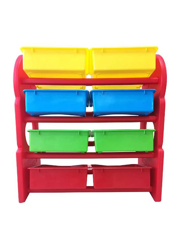 Home Canvas Multi-Bin Toy Organizer, Red