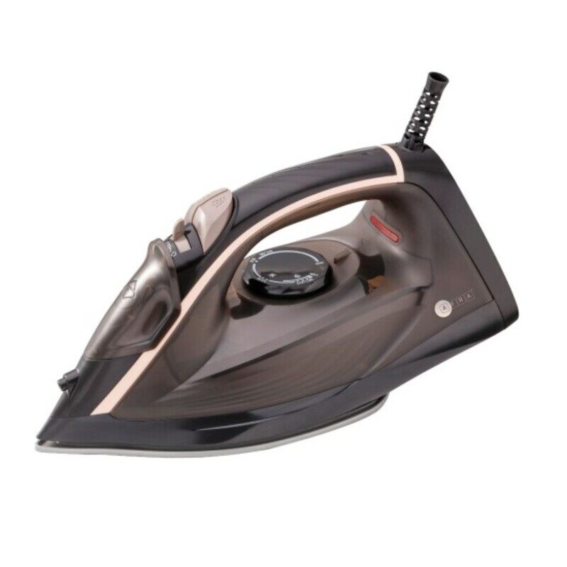 

AFRA Steam Iron, 2600W, 350ml capacity, Black & Gold, Ceramic Coated Soleplate, Vertical Steam, ESMA Approved AF-2600IRBG, 2 Years Warranty.