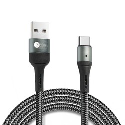 AFRA Japan USB Charging Cable, 2.4A, Nylon-Braided Jacket, With Data Transmission, USB A to Type C, 1 meter length, Durable, Tangle Free, Auto-Disconnect Function, LED Indicator
