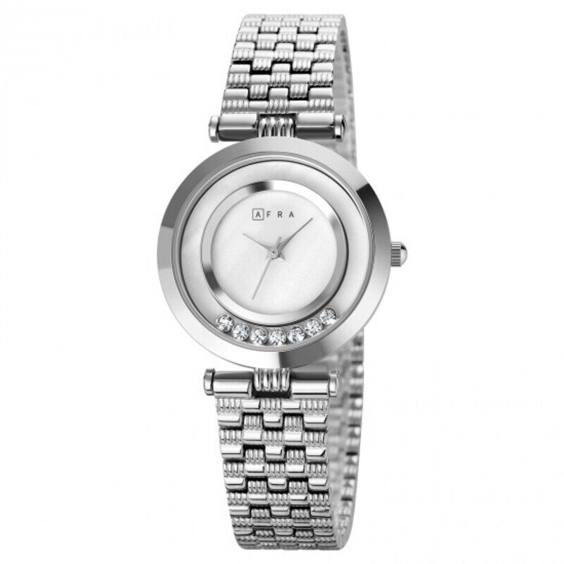 

AFRA BALLARE LADIES WATCH SILVER CASE WHITE DIAL SILVER BRACELET