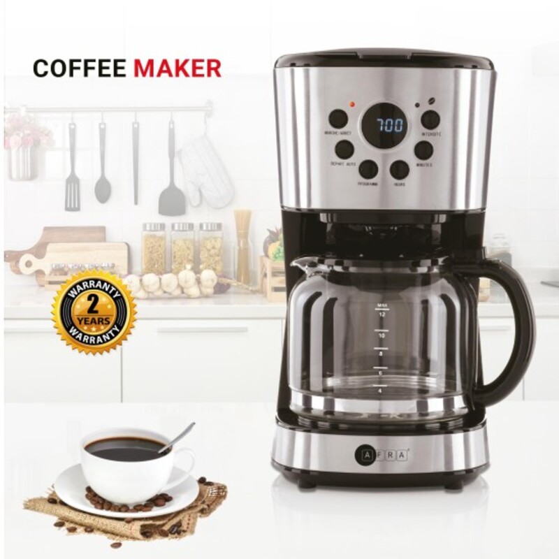 AFRA Coffee Maker, 1.5L Capacity, 900W, Anti-Drip, Removable Filter, Automatic Shut off, Stainless Steel Finish, G-Mark, ESMA, RoHS, CB, AF-15900CMKSS, 2 years warranty