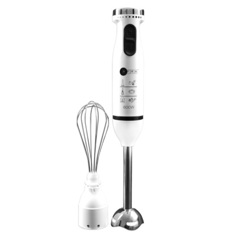 AFRA Hand Blender Set, Multiple Speed Settings, Stainless Steel, Multiple Attachments, 600W, Chopper, Mixing Cup, Whisk, G-Mark, ESMA, RoHS, CB, AF-14600BLCR, 2 years warranty