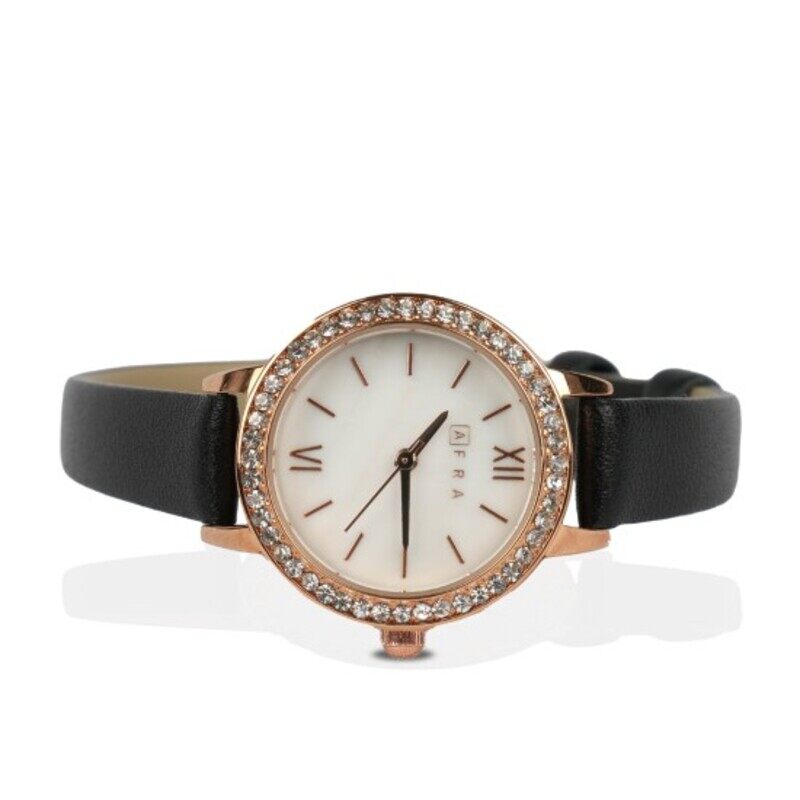 

AFRA ORNATE LADIES WATCH ROSE GOLD CASE WHITE DIAL BROWN LEATHER